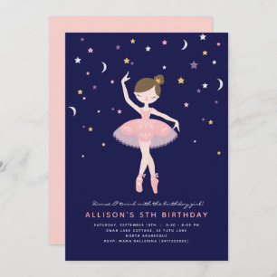 Roze en Navy Ballerina Birthday Kaart