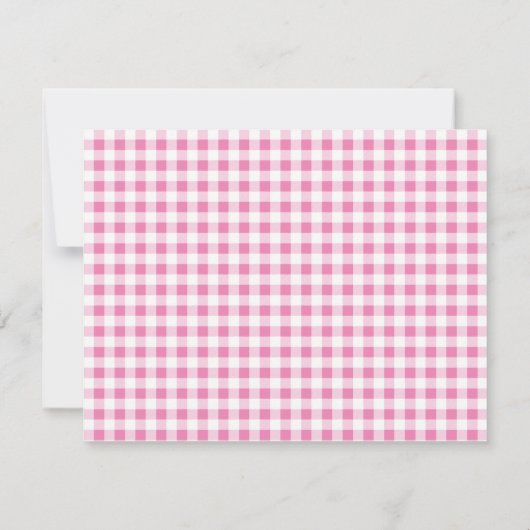 Roze en Navy Blue Accent Gingham Stationery Kaart (Achterkant)
