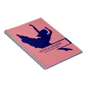 Roze en Navy Blue Dancer Silhouette Illustratie Notitieboek (Rechterzijde)