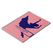 Roze en Navy Blue Dancer Silhouette Illustratie Notitieboek (Linkerzijde)