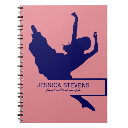 Roze en Navy Blue Dancer Silhouette Illustratie Notitieboek (Voorkant)