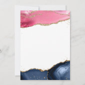 Roze en Navy Blue Geode Waterverf Gender Reveal Kaart (Achterkant)