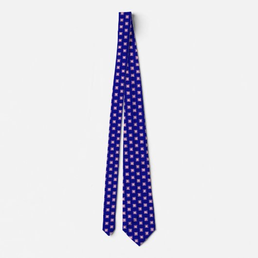 Roze en Navy Blue Square Pattern Mannen Stropdas (Achterkant)