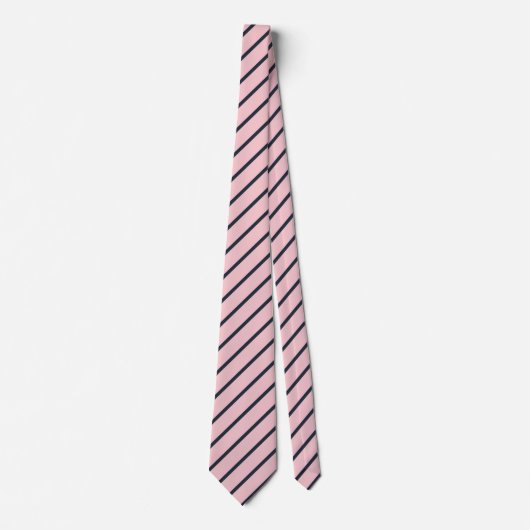 Roze en Navy Blue Stripes Patroon Stropdas (Voorkant)