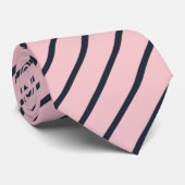 Roze en Navy Blue Stripes Patroon Stropdas (Opgerold)