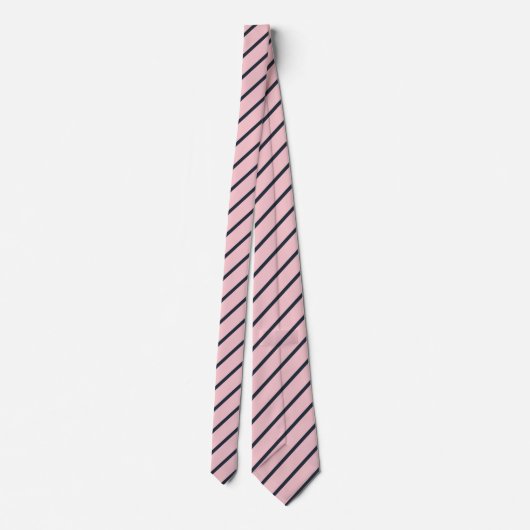 Roze en Navy Blue Stripes Patroon Stropdas (Achterkant)