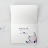 Roze en Navy Flowers | Stripes Happy Moederdag Kaart (Binnen)