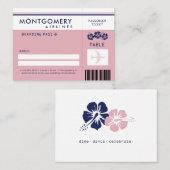 Roze en Navy Hibiscus-instapkaart Plaatskaartje (Voorkant / Achterkant)