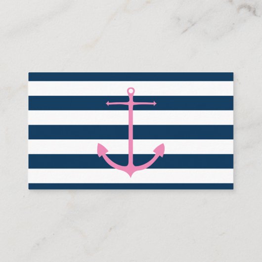 Roze en Navy Nautical Vrijgezellenfeest Registry K Informatiekaartje (Achterkant)