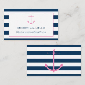 Roze en Navy Nautical Vrijgezellenfeest Registry K Informatiekaartje