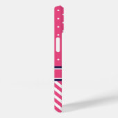 Roze en Navy Preppy Chevron Stippen Monogram Case-Mate iPhone Case (Achterkant / Rechts)
