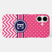 Roze en Navy Preppy Chevron Stippen Monogram Case-Mate iPhone Case (Achterkant (horizontaal))