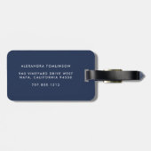 Roze en Navy Scallop Patroon Bagagelabel (Achterkant horizontaal)