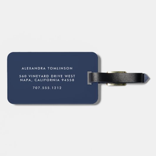 Roze en Navy Scallop Patroon Bagagelabel (Achterkant horizontaal)