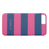 Roze en Navy Stripes aangepaste telefoongesprekken Case-Mate iPhone Case (Achterkant (Horizontaal))