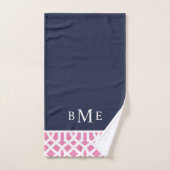 Roze en Navy Trellis Monogram Bad Handdoek (Handdoek)