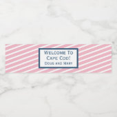 Roze en Navy Welkom Water Flesje Label Waterfles Etiket (Enkel label)