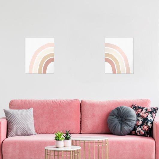 Roze en Neutrale Regenboog Meisje Kinderkamer Deco Muurkunst Sets (Woonkamer)