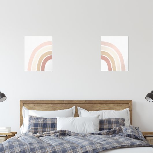 Roze en Neutrale Regenboog Meisje Kinderkamer Deco Muurkunst Sets (Slaapkamer)