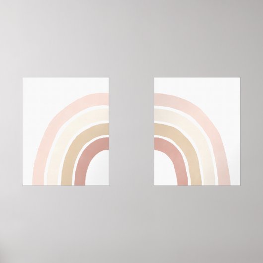 Roze en Neutrale Regenboog Meisje Kinderkamer Deco Muurkunst Sets (Voorkant)
