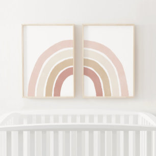 Roze en Neutrale Regenboog Meisje Kinderkamer Deco Muurkunst Sets