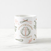 Roze en olijfgroene bakkerij- en kookartikelen koffiemok (Center)