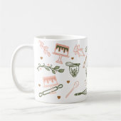 Roze en olijfgroene bakkerij- en kookartikelen koffiemok (Links)