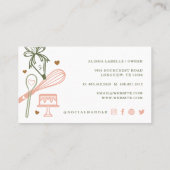 Roze en olijfgroene bakkerij- en kookartikelen visitekaartje (Achterkant)