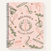 Roze en olijven Groen bakken & gereedschap Notitieboek (Voorkant)