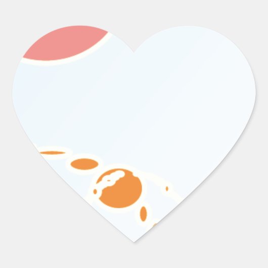 roze en oranje 1276 abstracte kunst hart sticker (Voorkant)