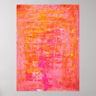 Roze en Oranje Abstract kunstwerk Poster afdrukken