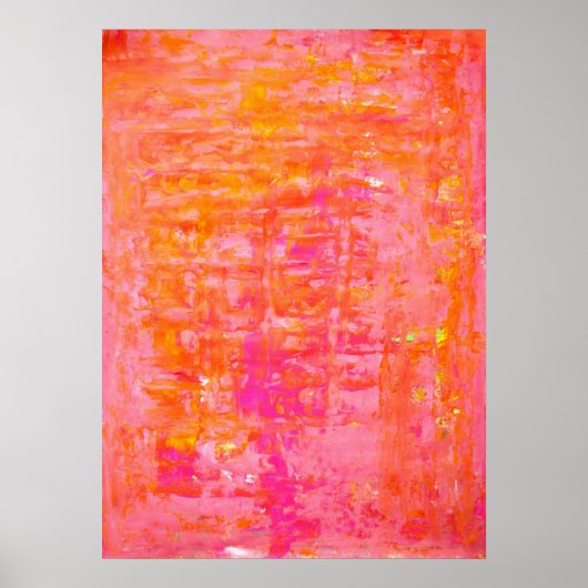 Roze en Oranje Abstract kunstwerk Poster afdrukken (Voorkant)
