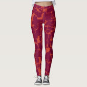 Roze en Oranje Abstract Leggings (Voorkant)