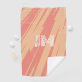 Roze en oranje abstract retro ontwerp golfhanddoek (Insitu)