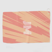 Roze en oranje abstract retro ontwerp golfhanddoek (Horizontaal)