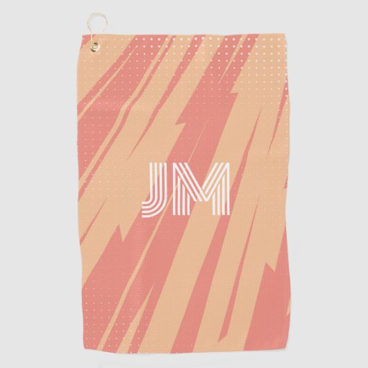 Roze en oranje abstract retro ontwerp golfhanddoek (Voorkant)