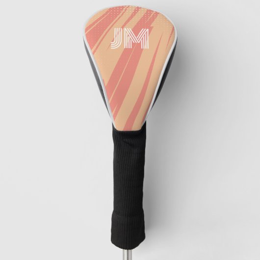 Roze en oranje abstract retro ontwerp golfheadcover (Voorkant)