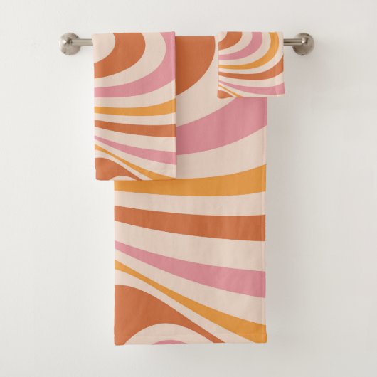 Roze en oranje abstract wervelontwerp bad handdoek (Insitu)