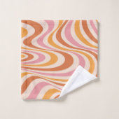 Roze en oranje abstract wervelontwerp bad handdoek (Wasdoekje)