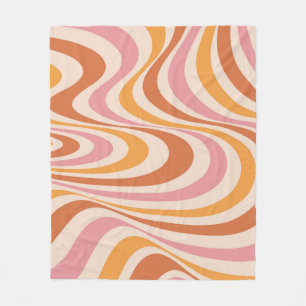 Roze en oranje abstract wervelontwerp fleece deken