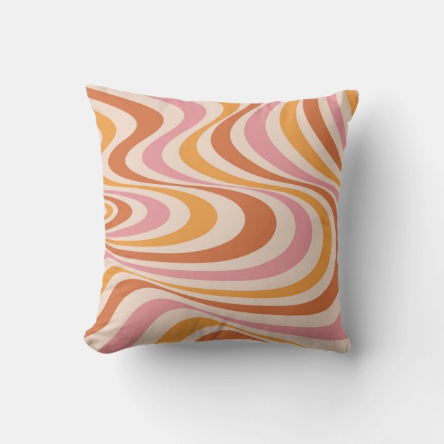 Roze en oranje abstract wervelontwerp kussen (Voorkant)