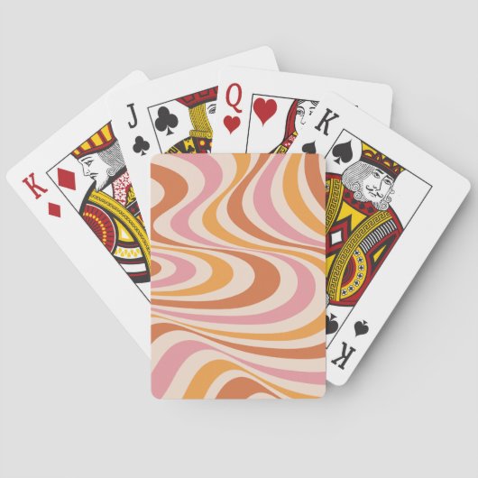 Roze en oranje abstract wervelontwerp pokerkaarten (Achterkant)