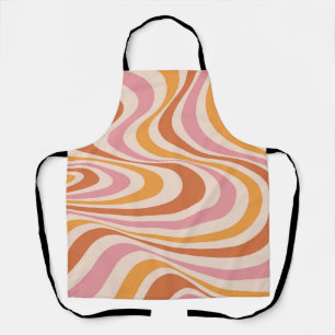 Roze en oranje abstract wervelontwerp schort