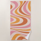 Roze en oranje abstract wervelontwerp strandlaken (Voorkant)