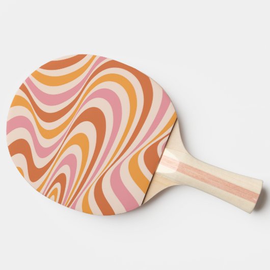Roze en oranje abstract wervelontwerp tafeltennisbatje (Zijkant)