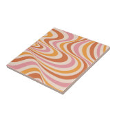 Roze en oranje abstract wervelontwerp tegeltje (Zijkant)