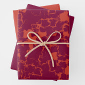 roze en oranje abstracte badhanddoekset inpakpapier vel (In situ)