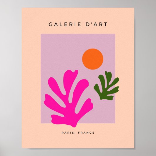 Roze en Oranje Abstracte bladeren uitgesneden Poster (Voorkant)