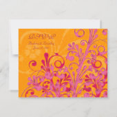 Roze en Oranje Abstracte Bloemrespons Kaart (Achterkant)