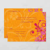 Roze en Oranje Abstracte Bloemrespons Kaart (Voorkant / Achterkant)
